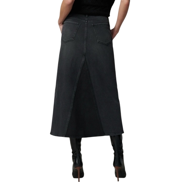 JOE'S The Tulie Skirt Midi Stretch Denim Five Pocket Style A-Line Black 27 NWT - Picture 4 of 16